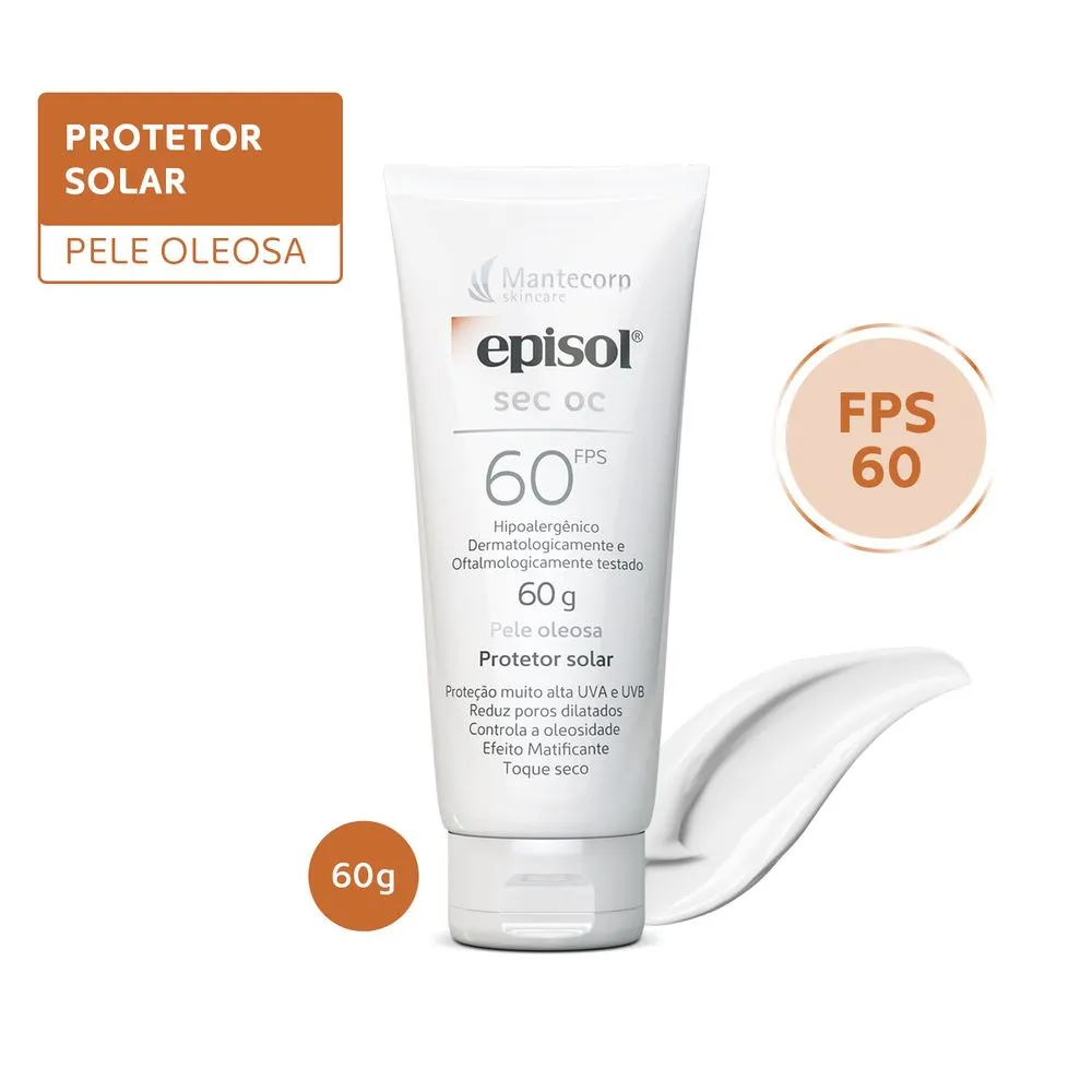 Protetor Solar Facial Episol Sec OC FPS60 60g