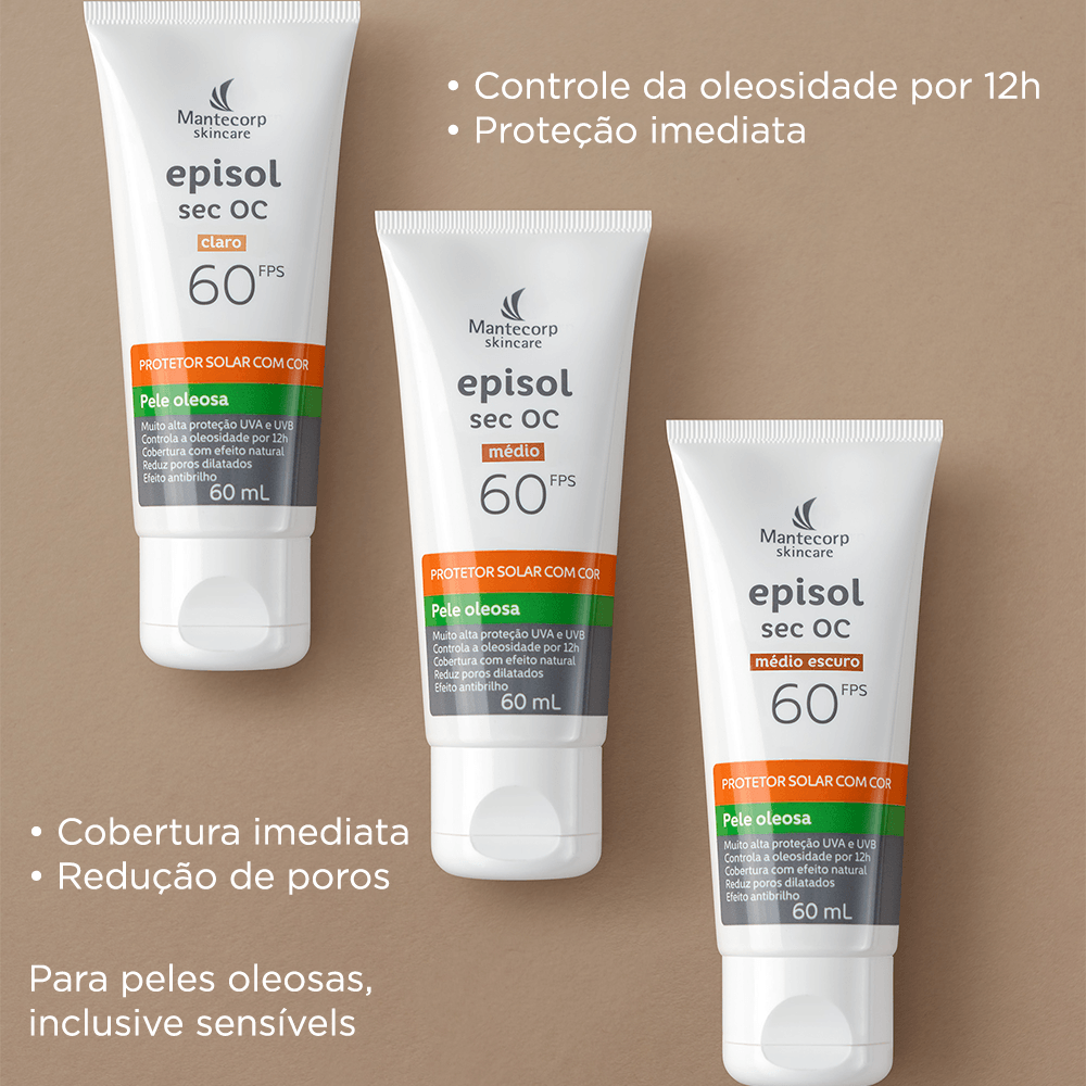 Protetor Solar Facial Episol Sec OC FPS60 Claro 60g — foto 3