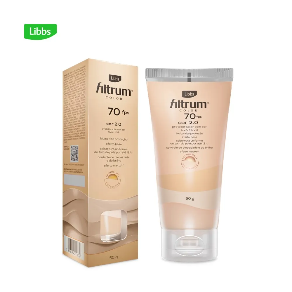 Protetor Solar Facial Filtrum Color FPS70 Cor 2.0 50g