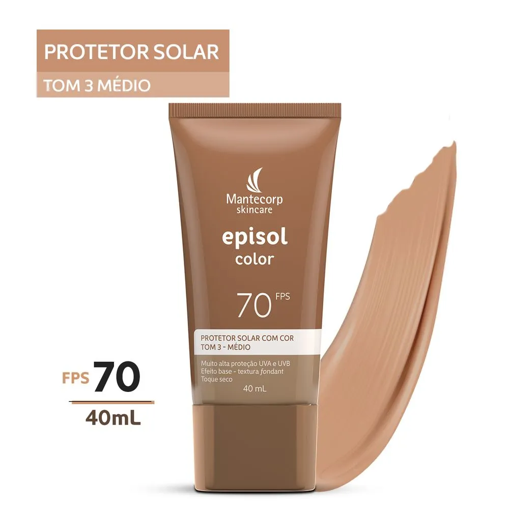Protetor Solar Facial Mantecorp Episol Color Fps70 Tom 3 - Médio 40ml