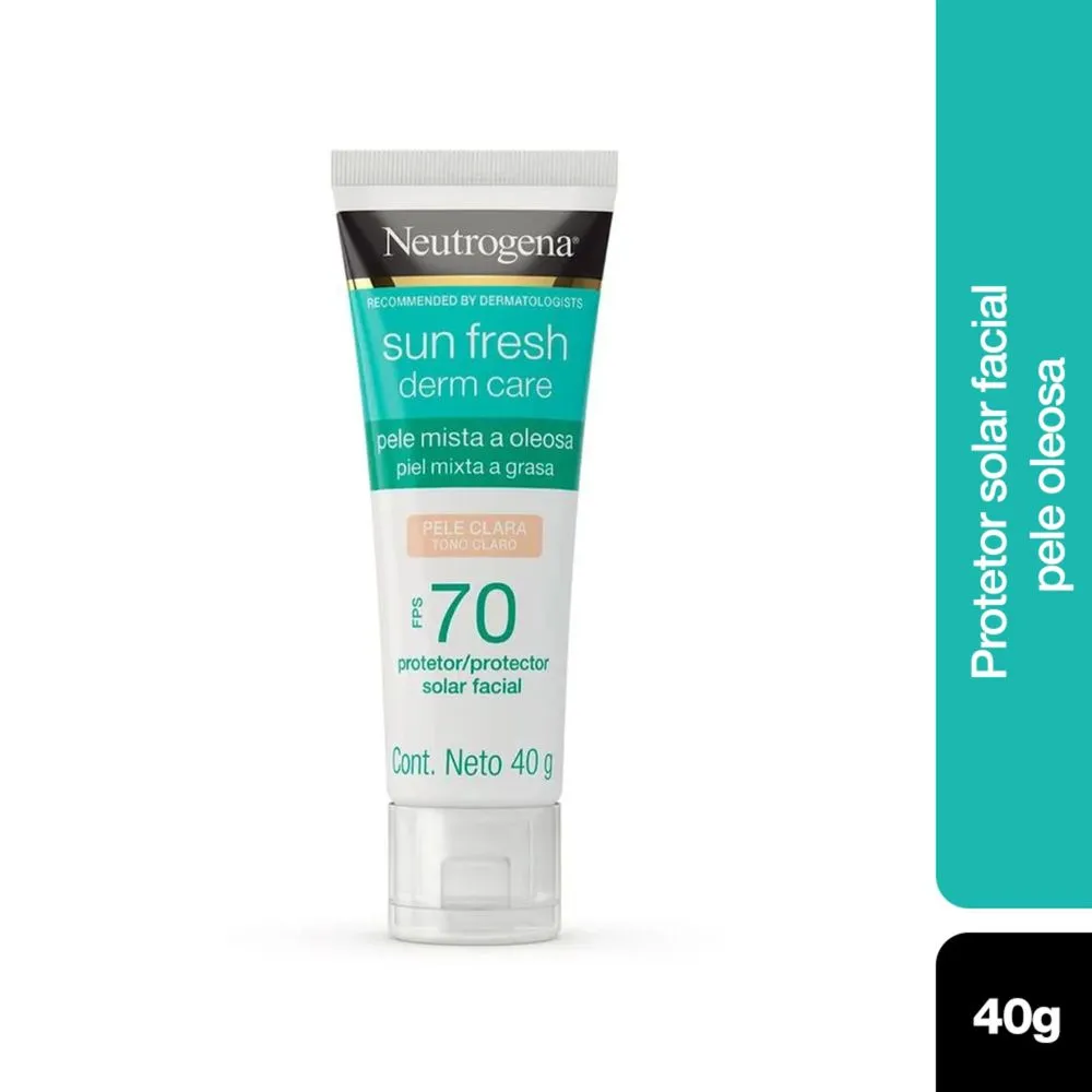 Protetor Solar Facial Neutrogena Sun Fresh Derm Care FPS70 Pele Mista a Oleosa Cor Clara 40g