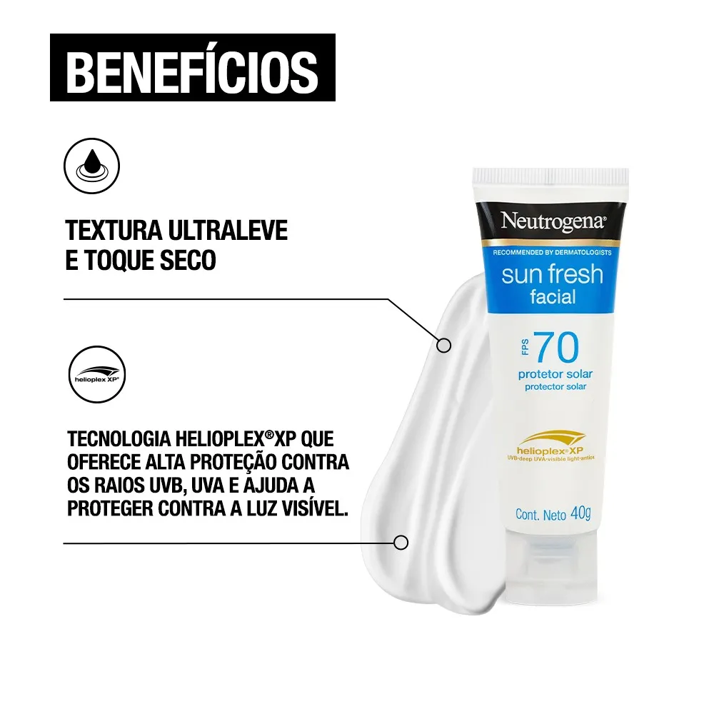 Protetor Solar Facial Neutrogena Sun Fresh FPS70 40g — foto 6