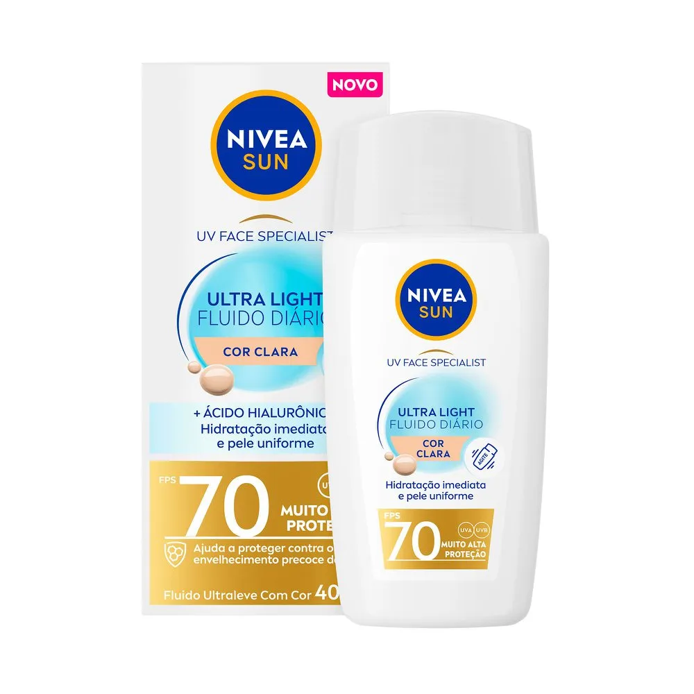Protetor Solar Facial Nivea Sun Ultra Light Clara Uv Face Specialist Fps70 40ml