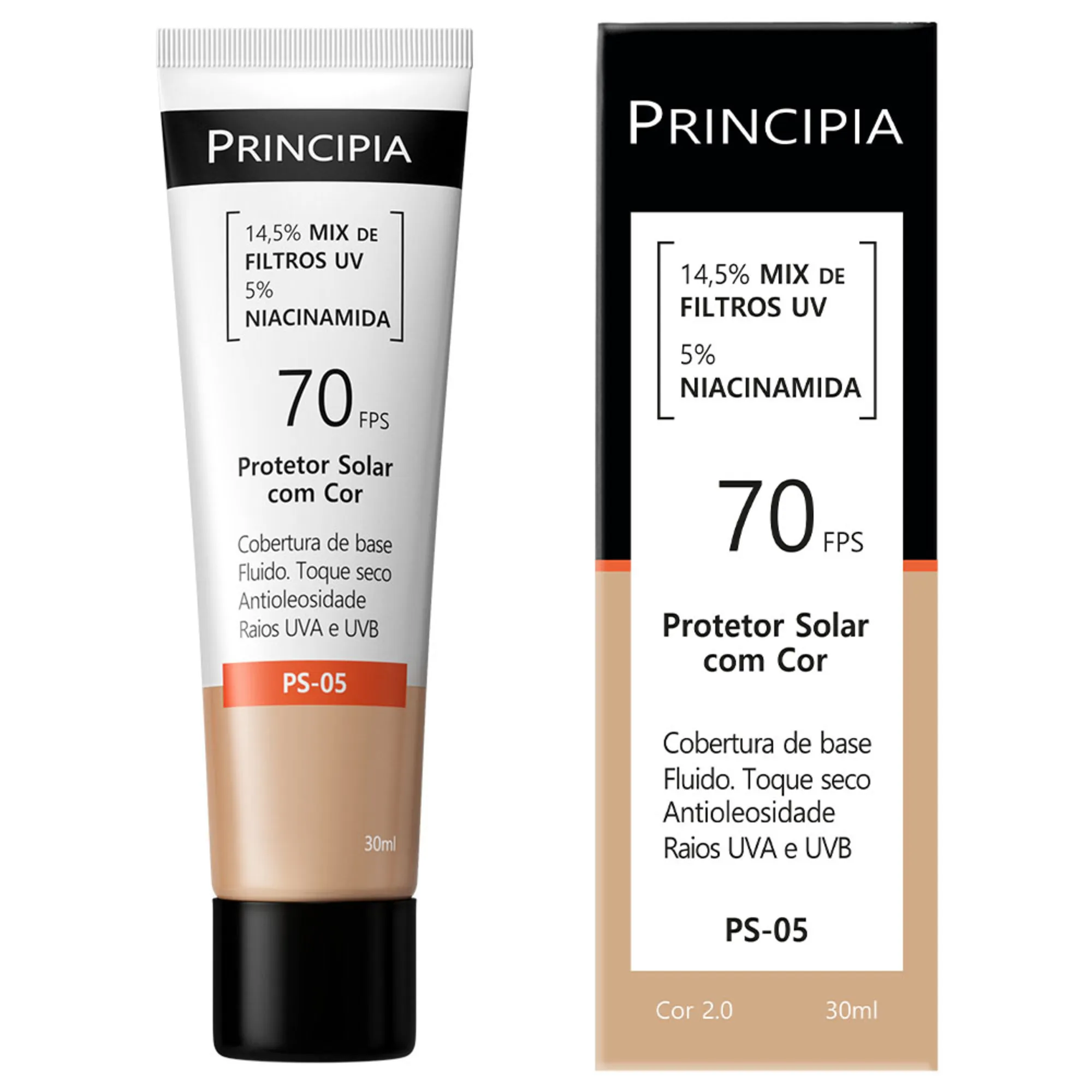 Protetor Solar Facial Principia Ps-05 Cor 2.0 Fps70 30ml