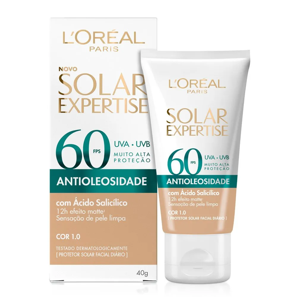 Protetor Solar Facial Solar Expertise Antioleosidade FPS60 Cor 1.0 Clara 40g