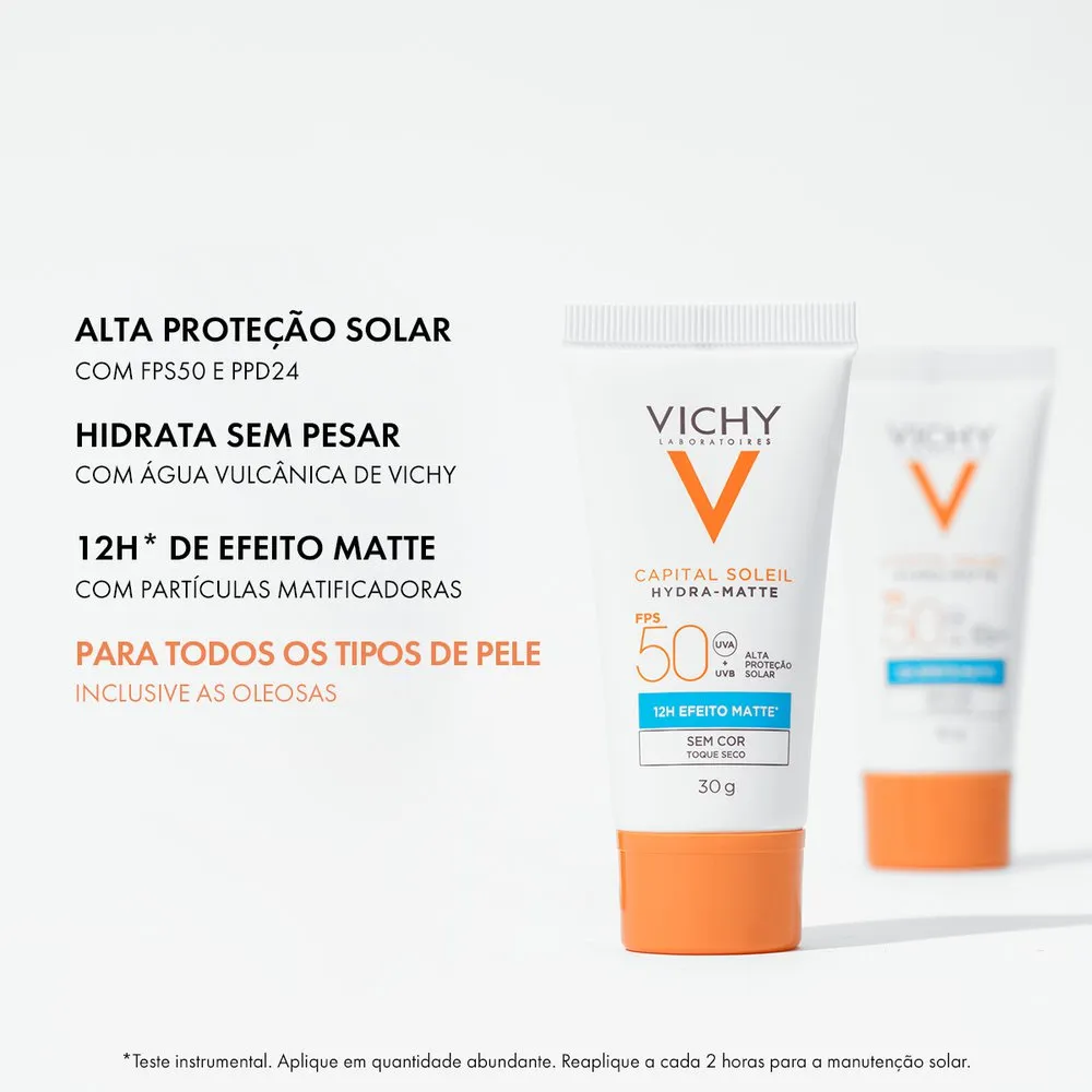 Protetor Solar Facial Vichy Capital Soleil Hydra Matte FPS50 30g — foto 4