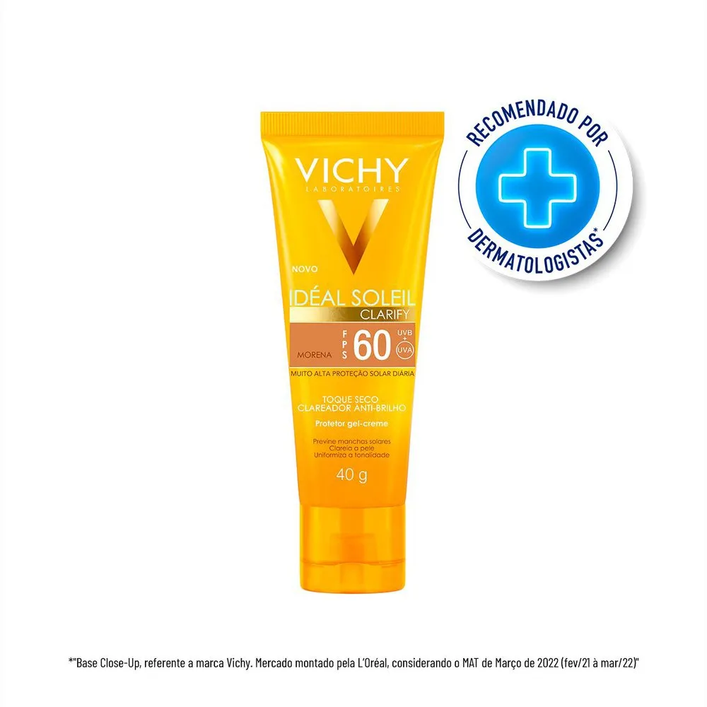 Protetor Solar Facial Vichy Ideal Soleil Clarify FPS60 Cor Morena 40g