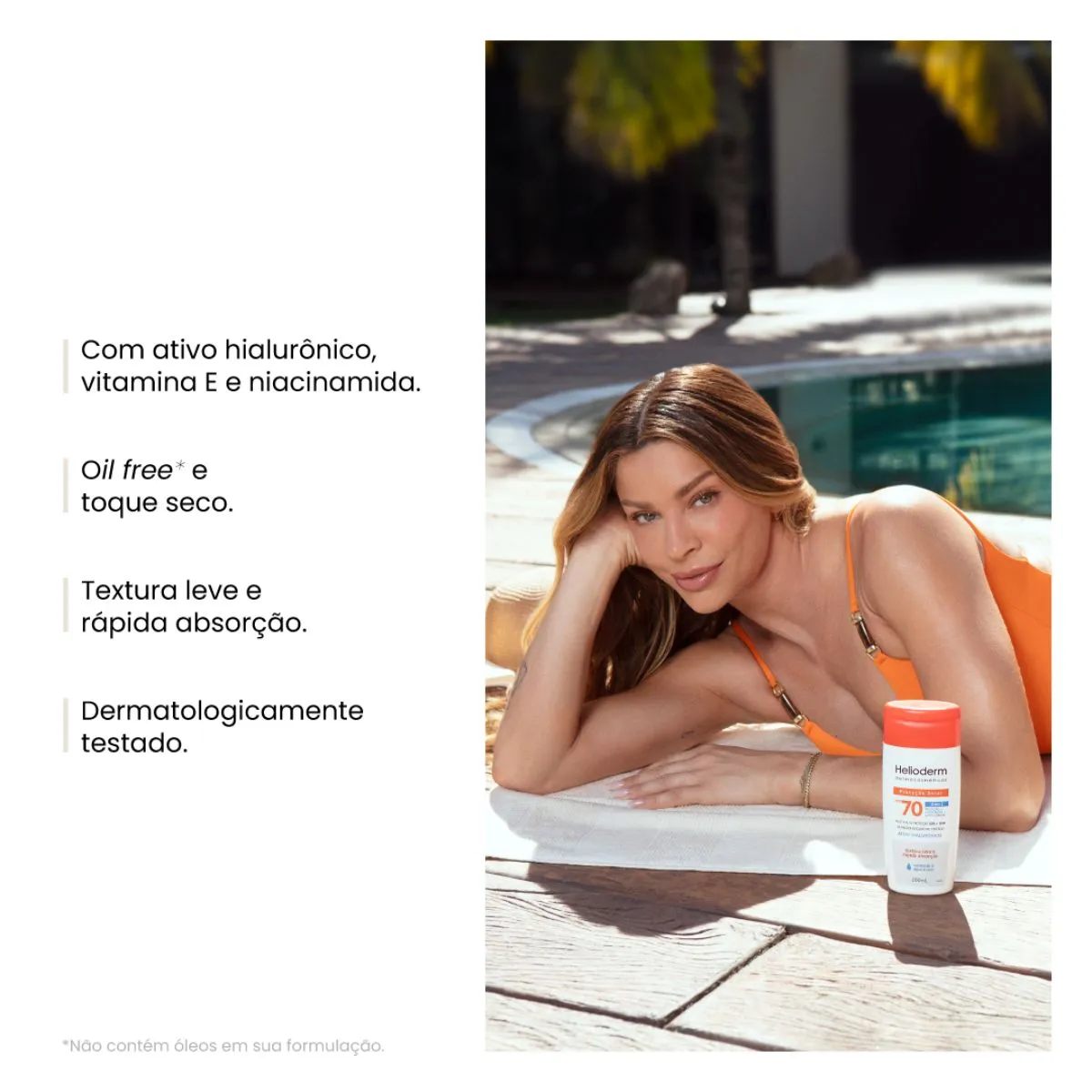 Protetor Solar Helioderm 3 em 1 FPS70 Ácido Hialurônico 120ml — foto 2
