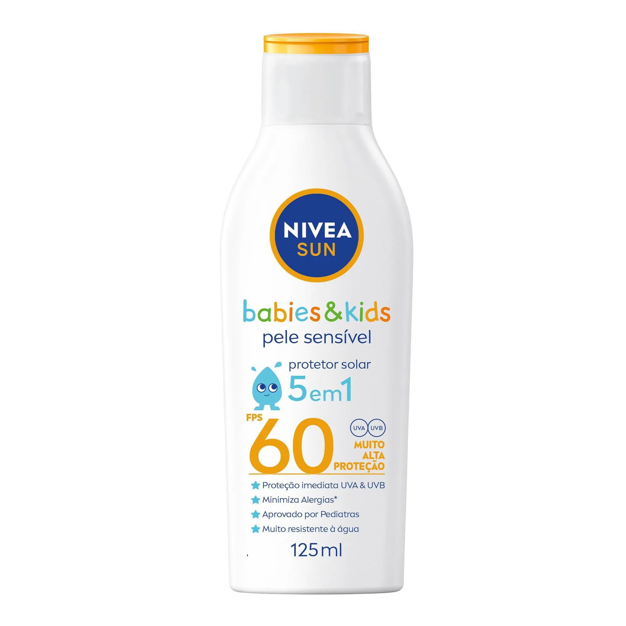Protetor Solar Nivea Sun Kids Sensitive FPS60 Sem Perfume 125ml