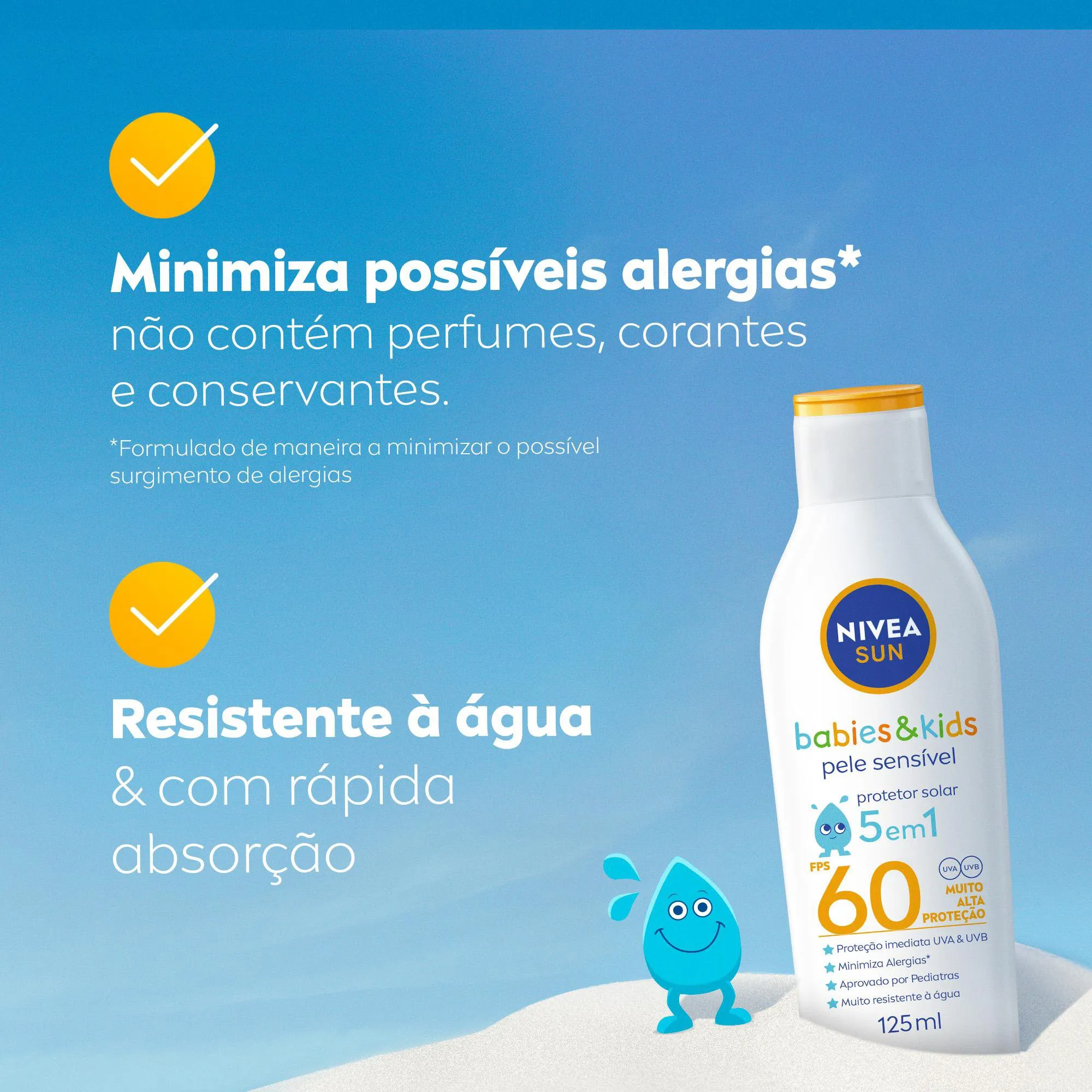 Protetor Solar Nivea Sun Kids Sensitive FPS60 Sem Perfume 125ml — foto 5