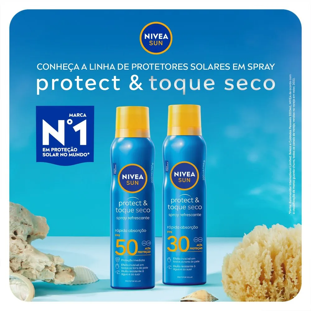 Protetor Solar Nivea Sun Protect & Toque Seco FPS50 Spray 200ml — foto 7