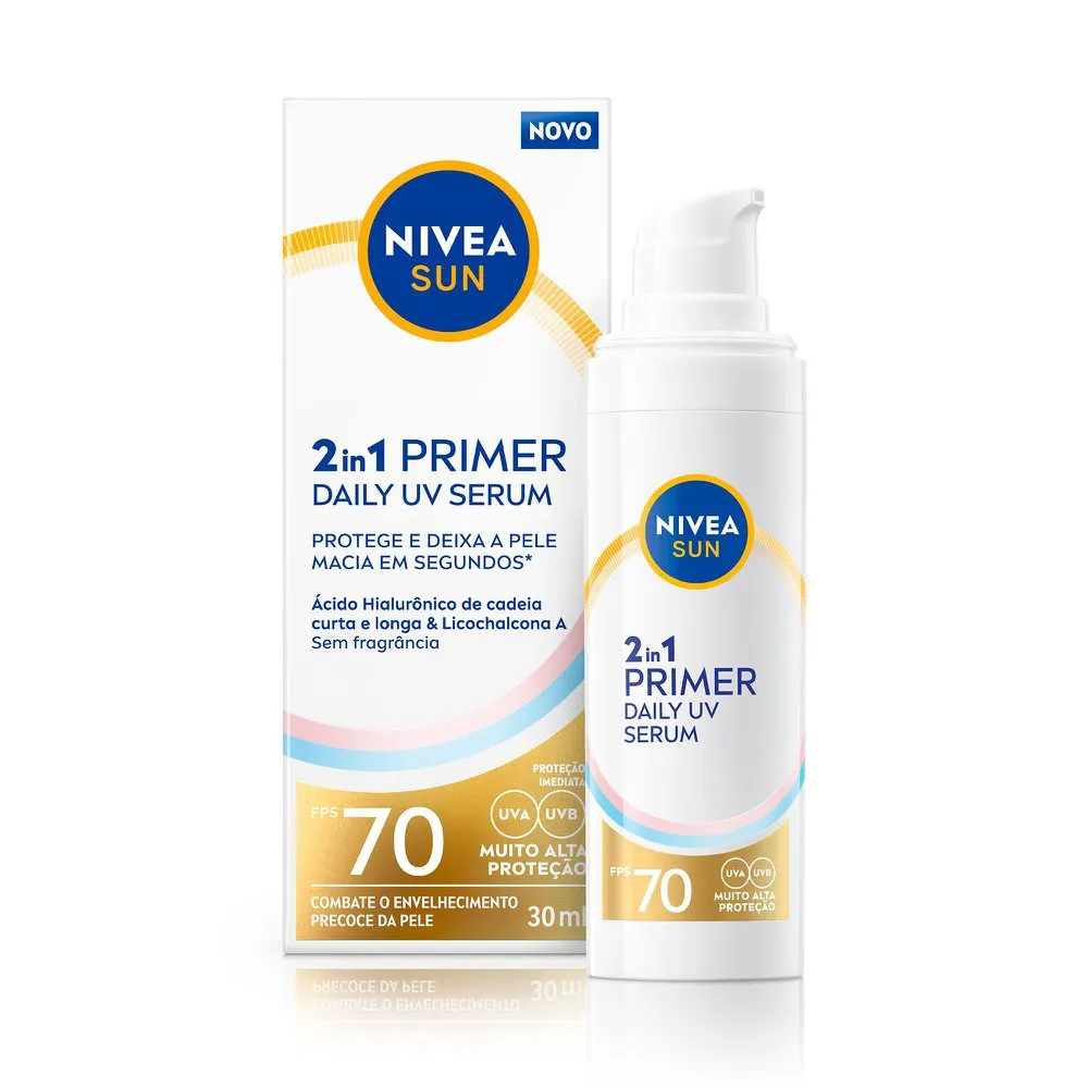 Protetor Solar Sérum Primer Daily Uv 2 Em 1 Sem Perfume Fps 70 Nivea Sun 30ml