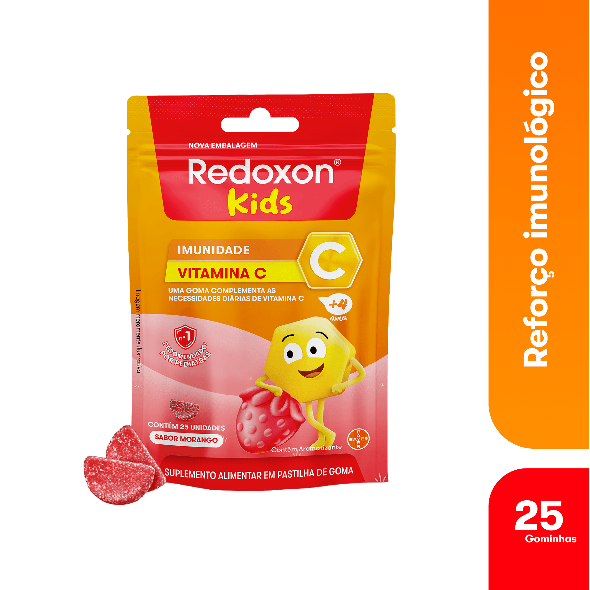Redoxon Kids Morango Vitamina C 25 Gomas