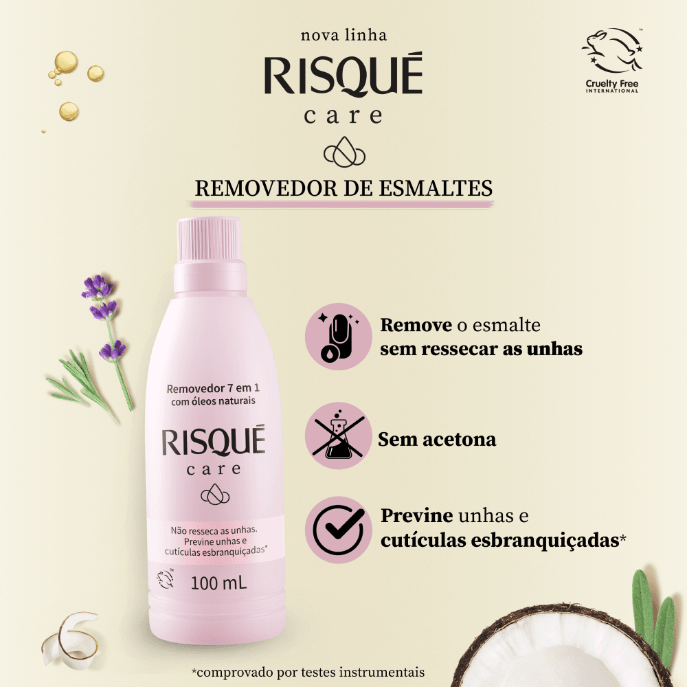Removedor de Esmalte Risqué Care Sem Acetona Hipoalergênico 100ml — foto 3