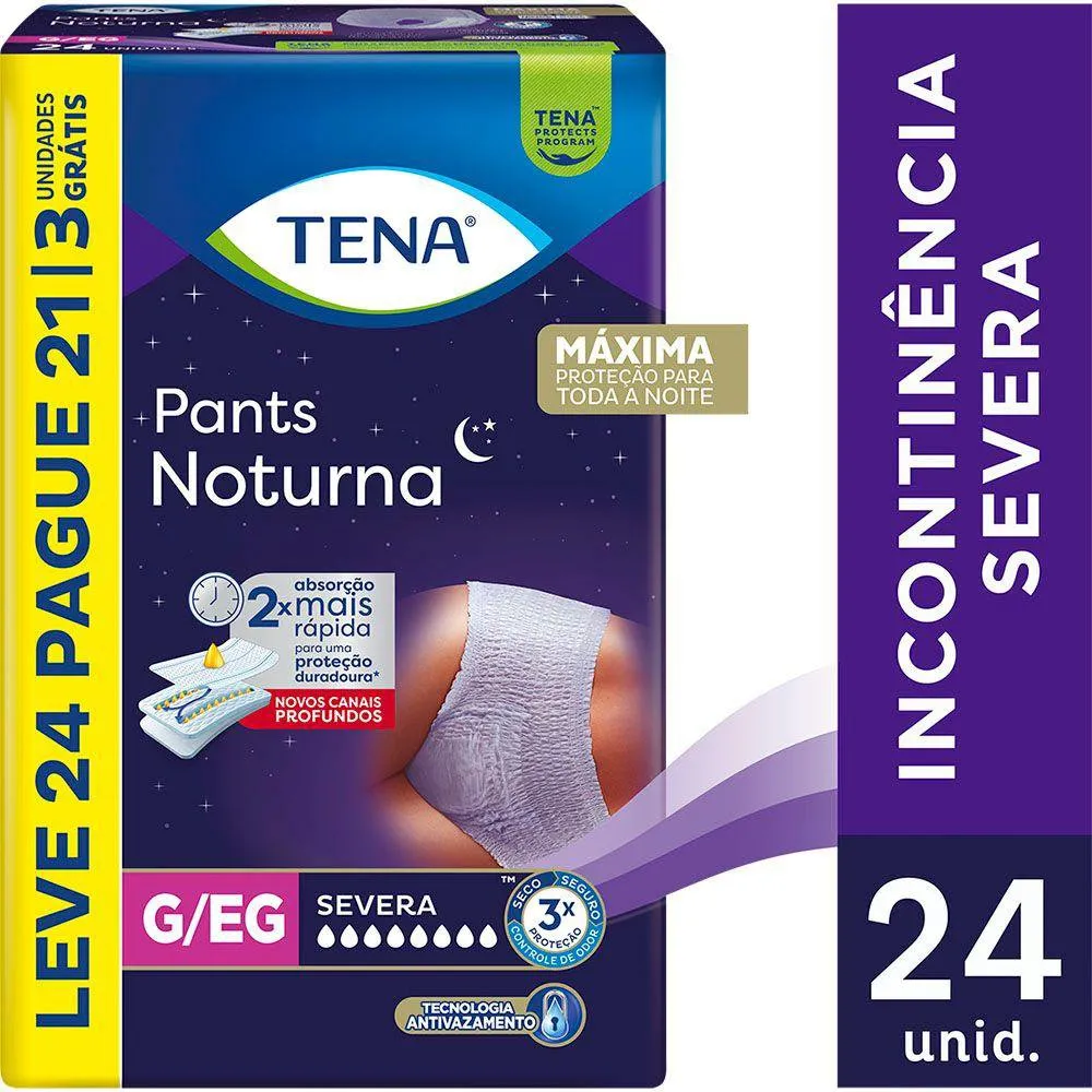 Roupa Íntima Descartável Pants Tena Noturna G/Eg Leve 24 Pague 21 Unidades