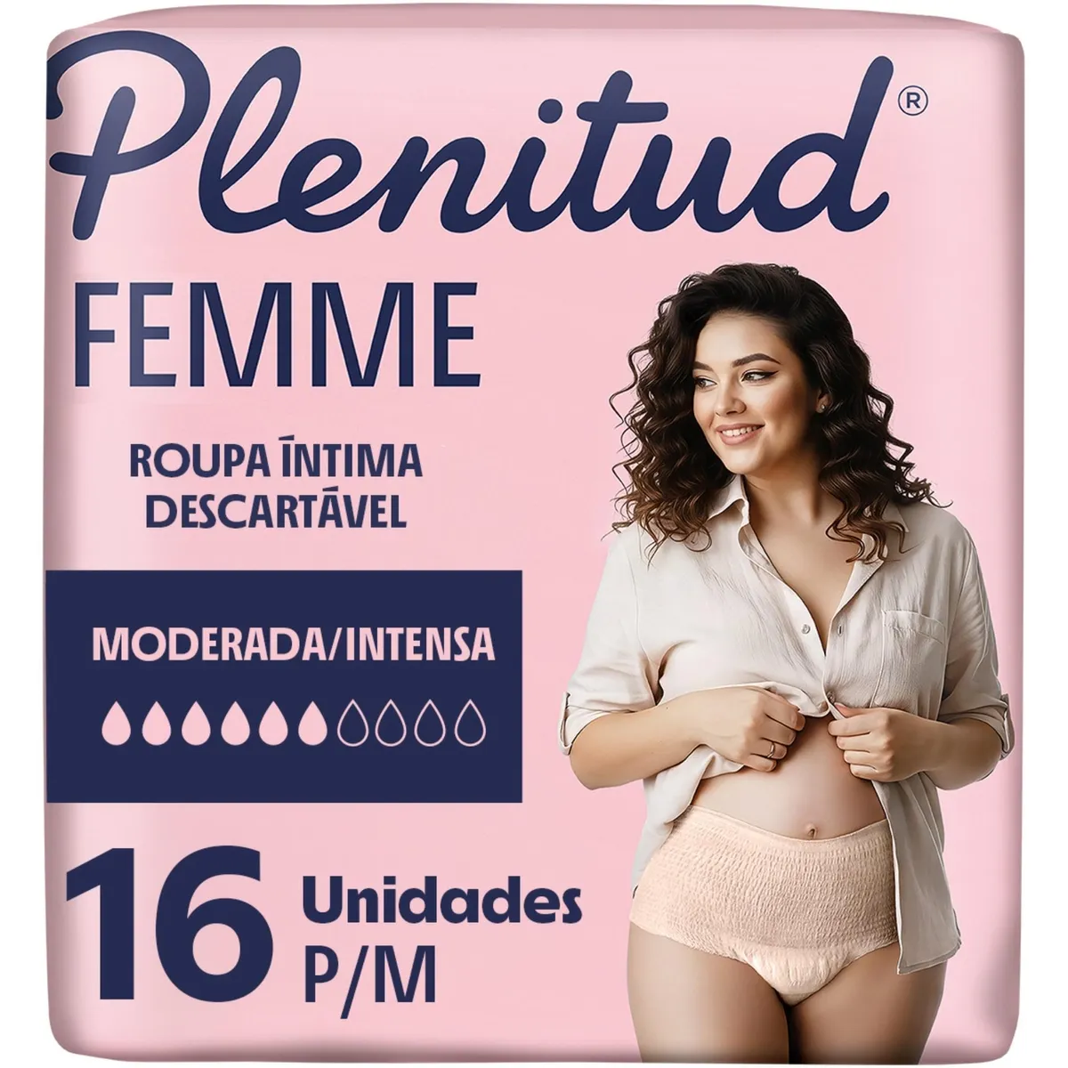 Roupa Íntima Descartável Plenitud Femme Incontinência Urinária Moderada a Intensa P/M 16 Unidades