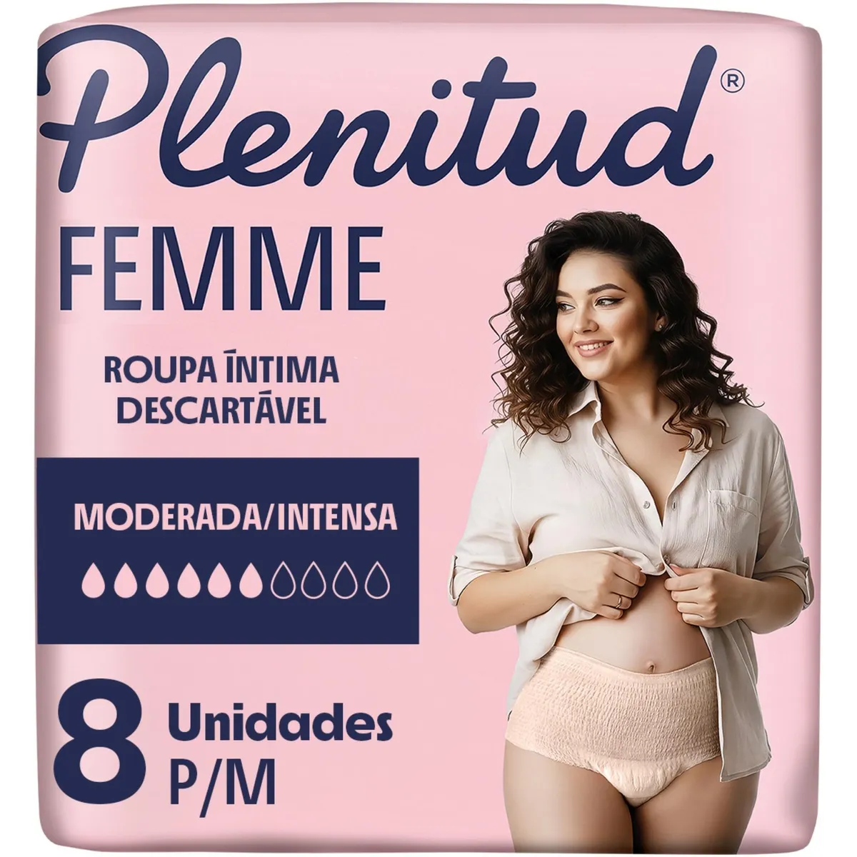 Roupa Íntima Descartável Plenitud Femme Incontinência Urinária Moderada a Intensa P/M 8 Unidades