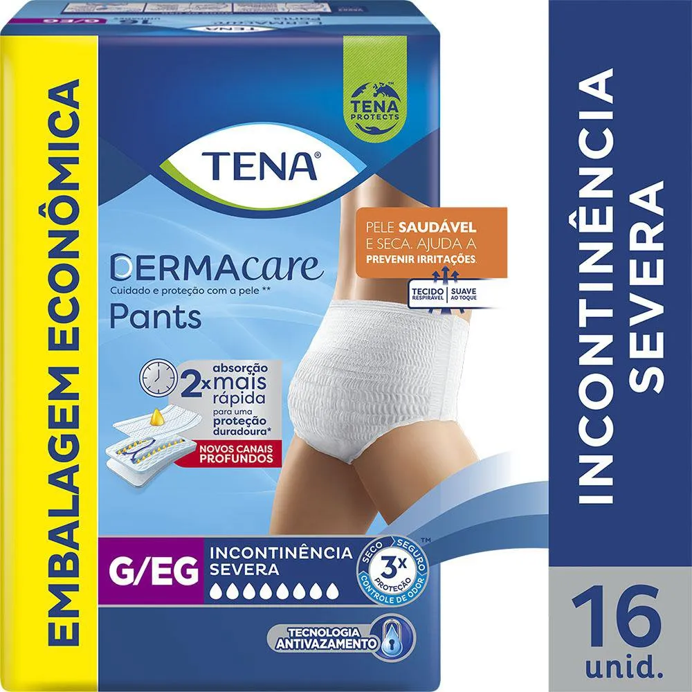 Roupa Íntima Descartável Tena Pants Dermacare Incontinência Urinária Severa G/EG 16 Unidades