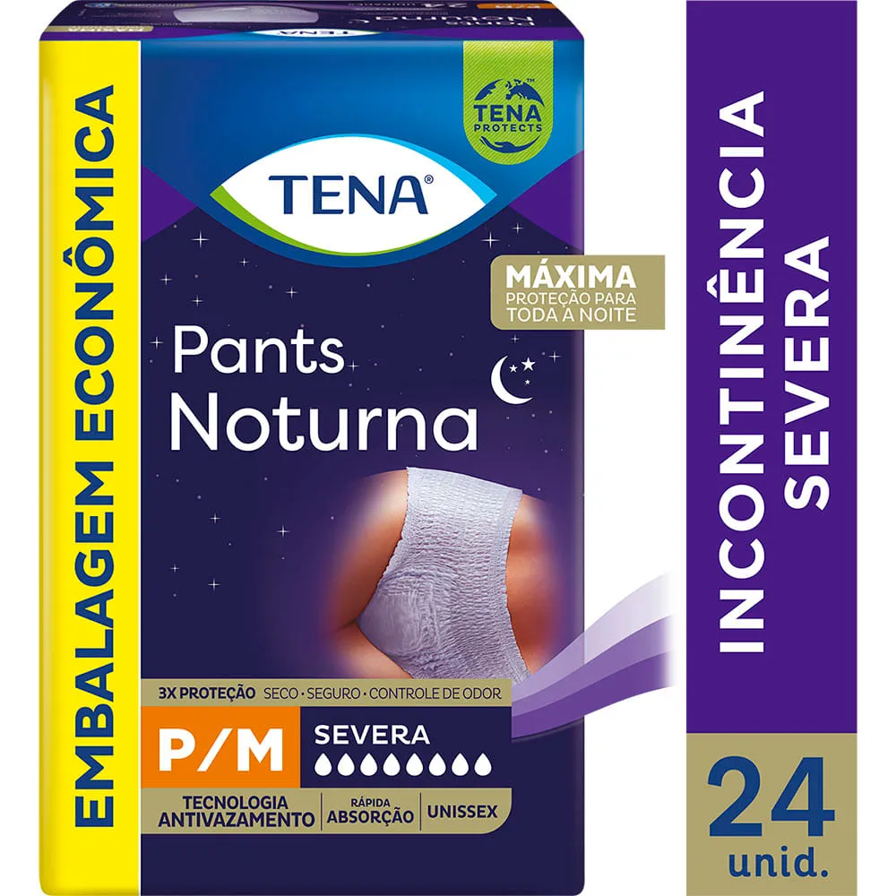 Roupa Íntima Descartável Tena Pants Noturna Incontinência Urinária Severa P/M 24 Unidades