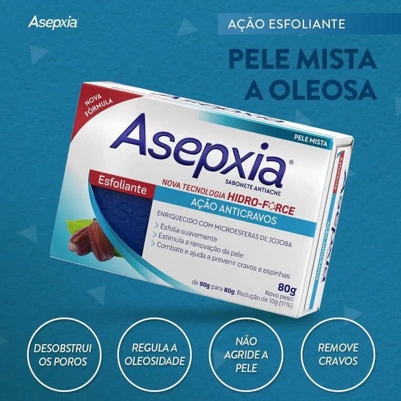 Sabonete em Barra Facial Asepxia Esfoliante Antiacne 80g — foto 10