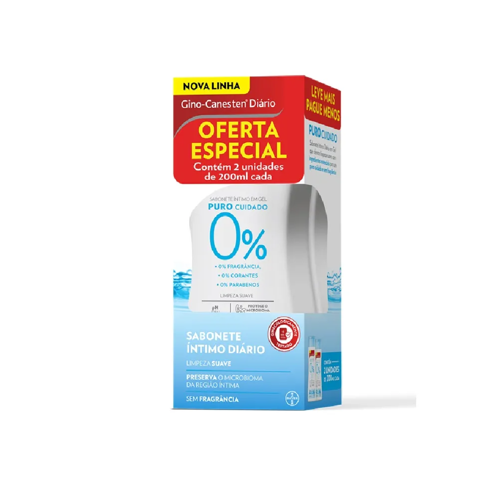 Sabonete Íntimo Diário Gino-Canesten® Puro Cuidado 2 Unidades 200ml Cada
