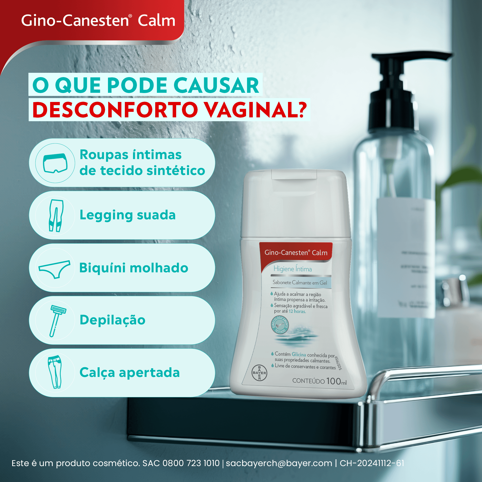 Sabonete Íntimo Gino-Canesten Calm Gel 100ml — foto 9
