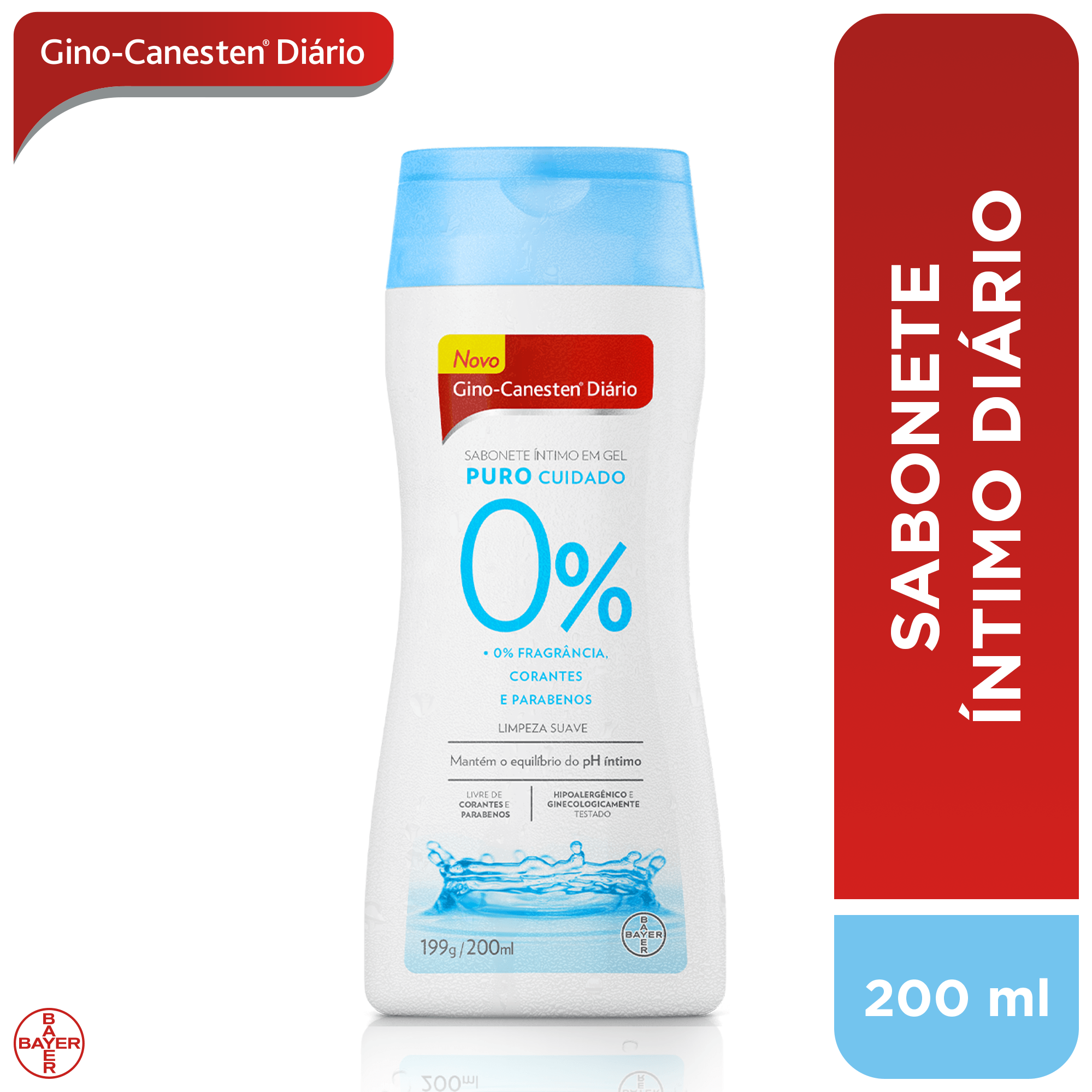 Sabonete Íntimo Gino Canesten Diário Puro Cuidado Sem Fragrância Gel 200ml