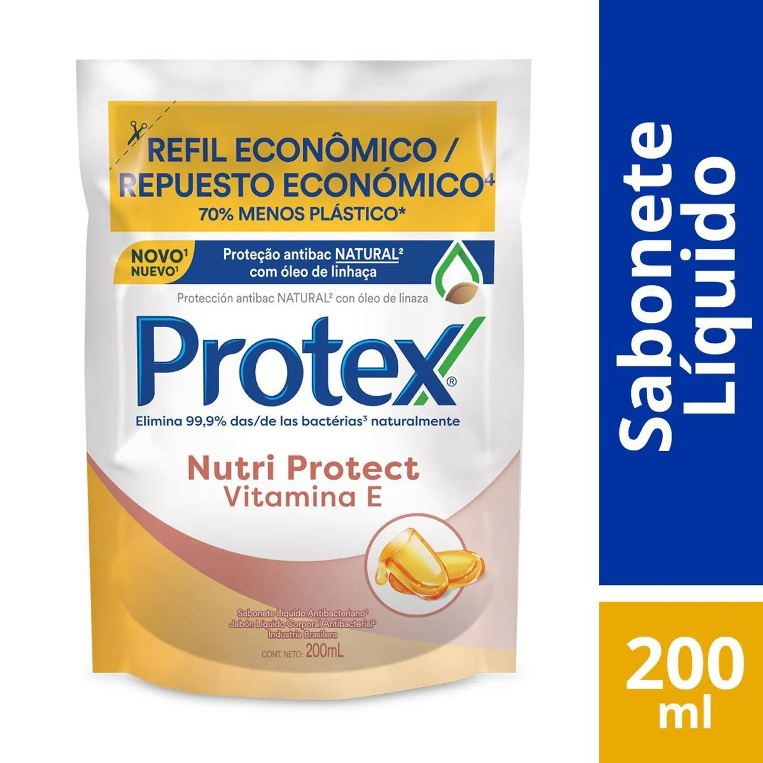 Sabonete Líquido Antibacteriano para as Mãos Protex Nutri Protect Vitamina E 200ml
