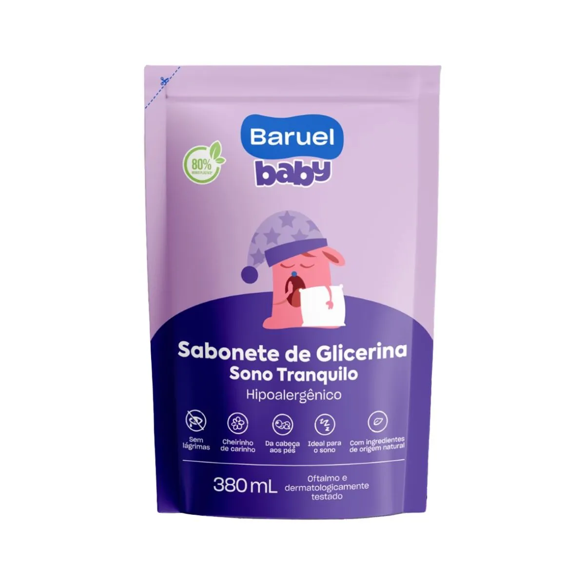 Sabonete Líquido De Glicerina Baruel Baby Da Cabeça Aos Pés Sono Tranquilo Sachê Refil 380ml