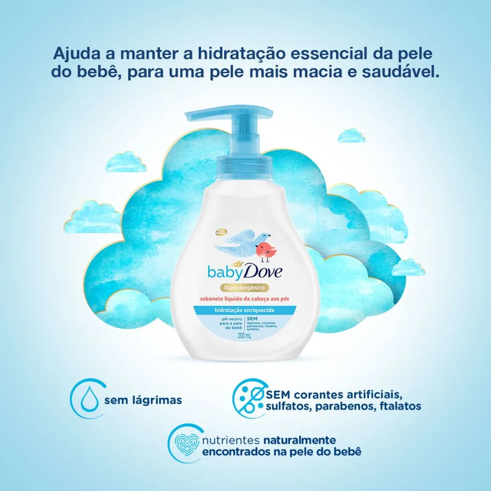 Sabonete Líquido Infantil Baby Dove Hidratação Enriquecida 200ml — foto 6