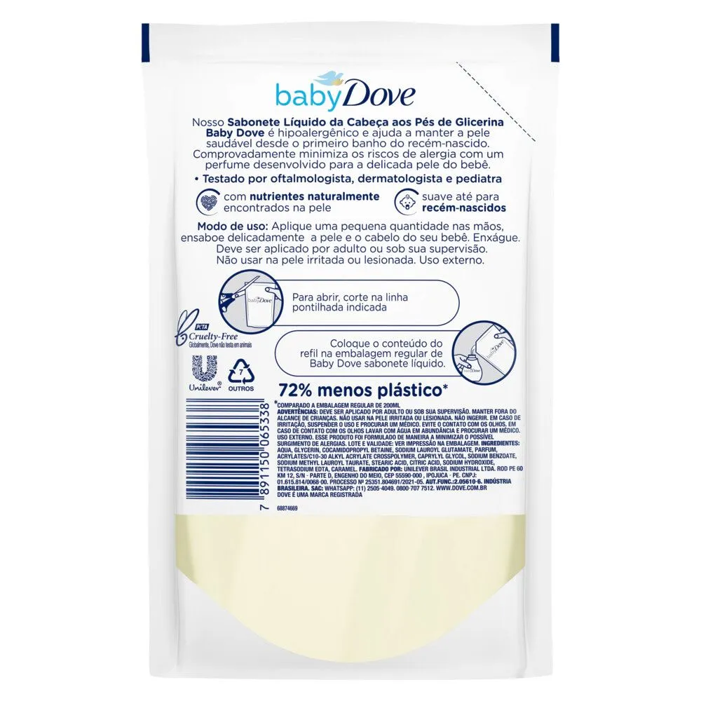Sabonete Líquido Infantil Baby Dove Hidratação Glicerinada Refil 180ml — foto 3