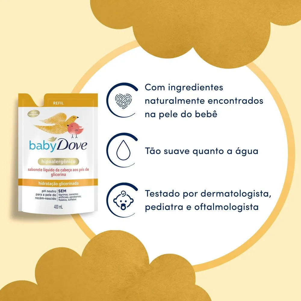 Sabonete Líquido Infantil Baby Dove Hidratação Glicerinada Refil 400ml — foto 5