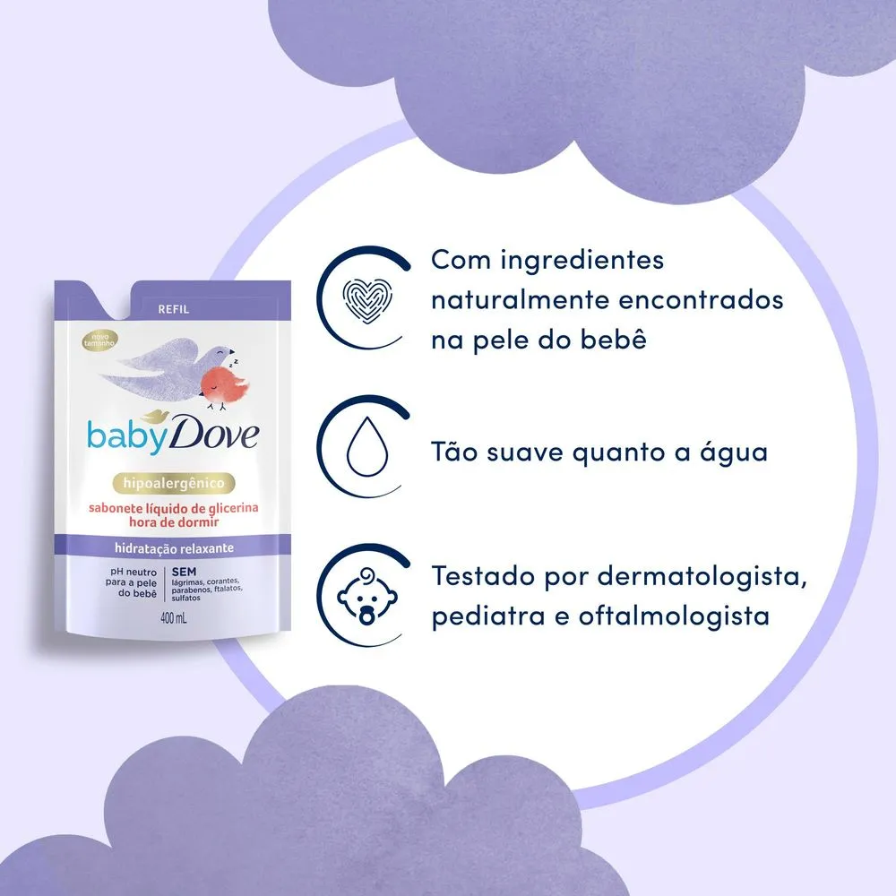 Sabonete Líquido Infantil Baby Dove Hidratação Glicerinada Relaxante Refil 400ml — foto 5