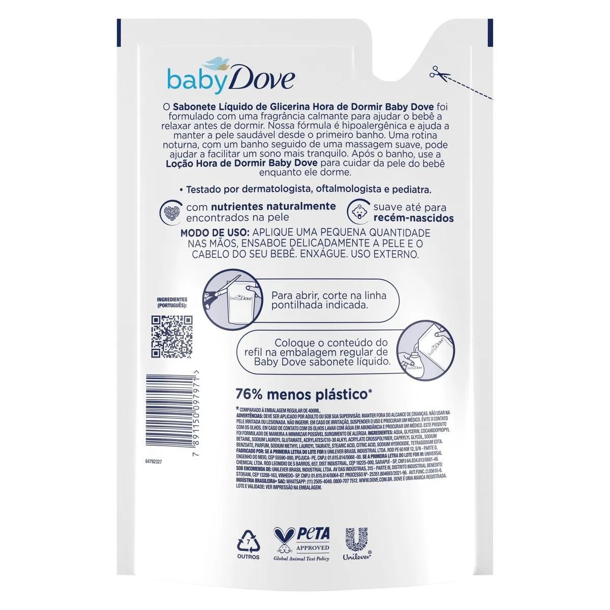 Sabonete Líquido Infantil Baby Dove Hidratação Glicerinada Relaxante Refil 400ml — foto 3