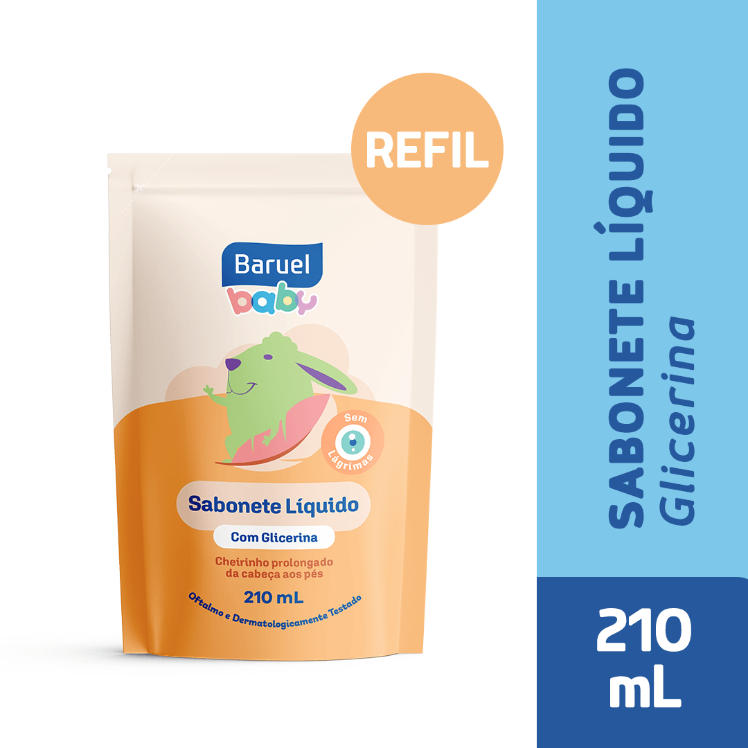 Sabonete Líquido Infantil Baruel Baby Glicerina da Cabeça aos Pés Refil 210ml