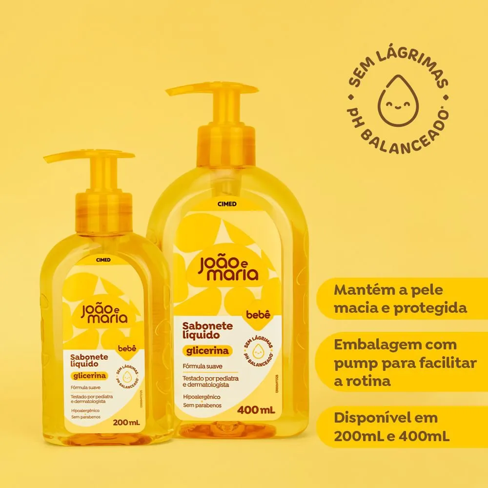 Sabonete Líquido Infantil João e Maria Bebê Glicerina 200ml — foto 5