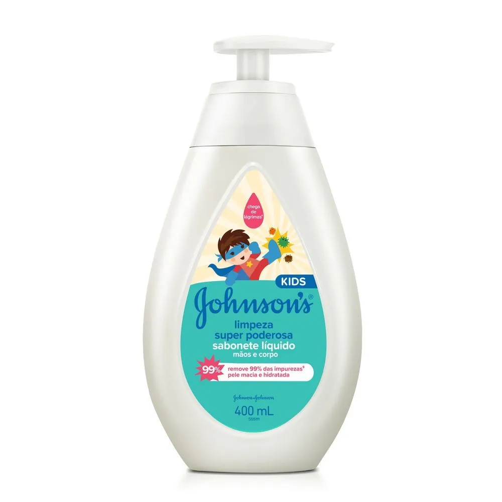 Sabonete Líquido Infantil Johnson's Baby Super Poderosa Kids Hipoalergênico 400ml