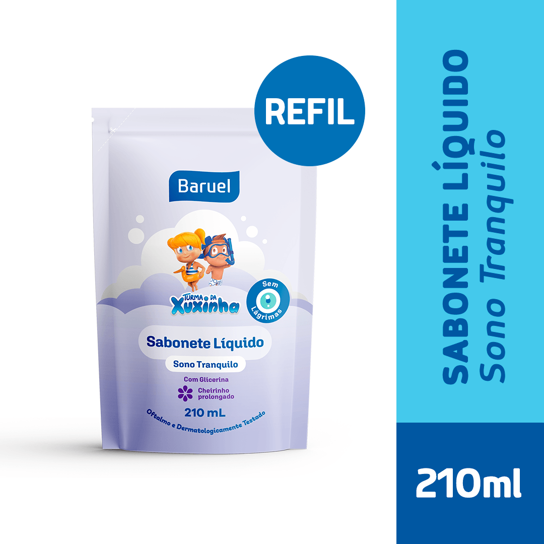 Sabonete Líquido Infantil Turma da Xuxinha Glicerina Sono Tranquilo Refil 210ml
