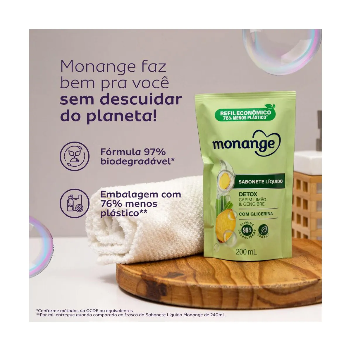 Sabonete Líquido Monange Detox Capim-Limão e Gengibre Refil 200ml — foto 4