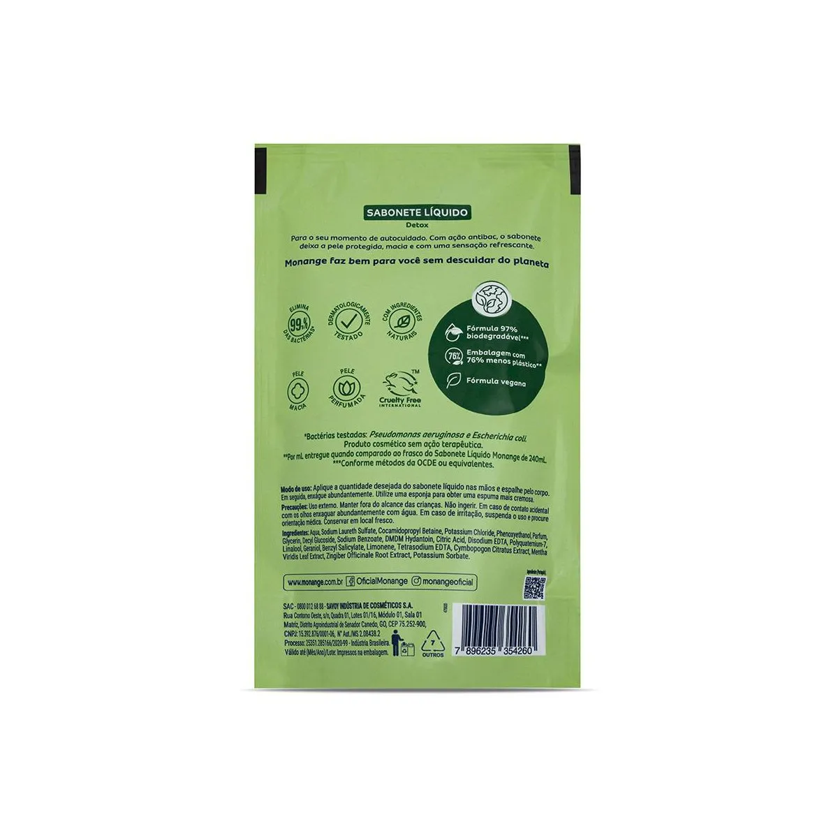 Sabonete Líquido Monange Detox Capim-Limão e Gengibre Refil 200ml — foto 10