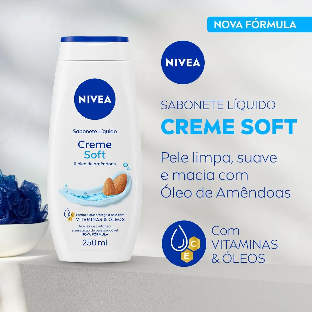 Sabonete Líquido Nivea Creme Soft Óleo de Amêndoas 250ml — foto 2