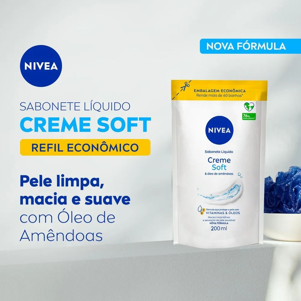 Sabonete Líquido Nivea Creme Soft Óleo de Amêndoas Refil 200ml — foto 2