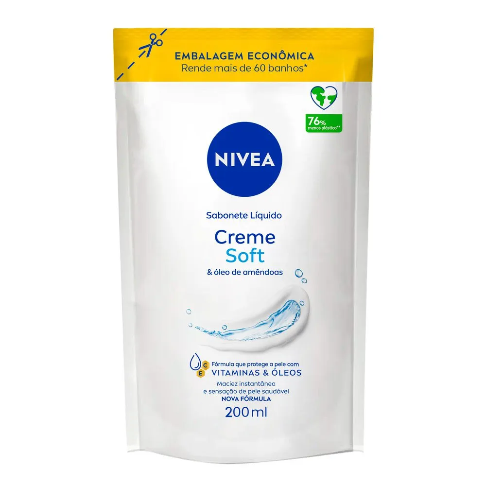 Sabonete Líquido Nivea Creme Soft Óleo de Amêndoas Refil 200ml