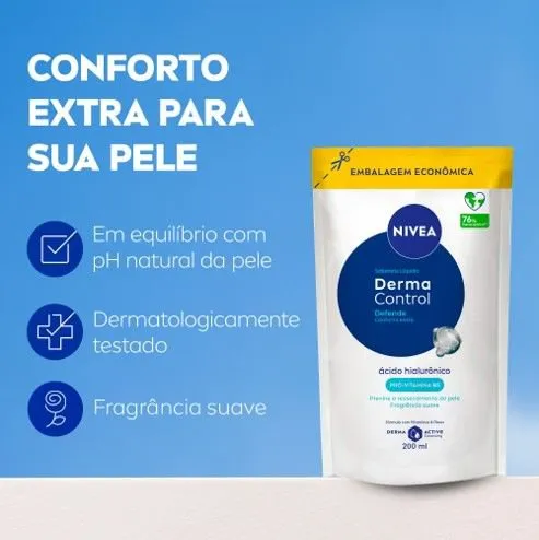 Sabonete Líquido Nivea Derma Control Defende 200ml Refil — foto 5
