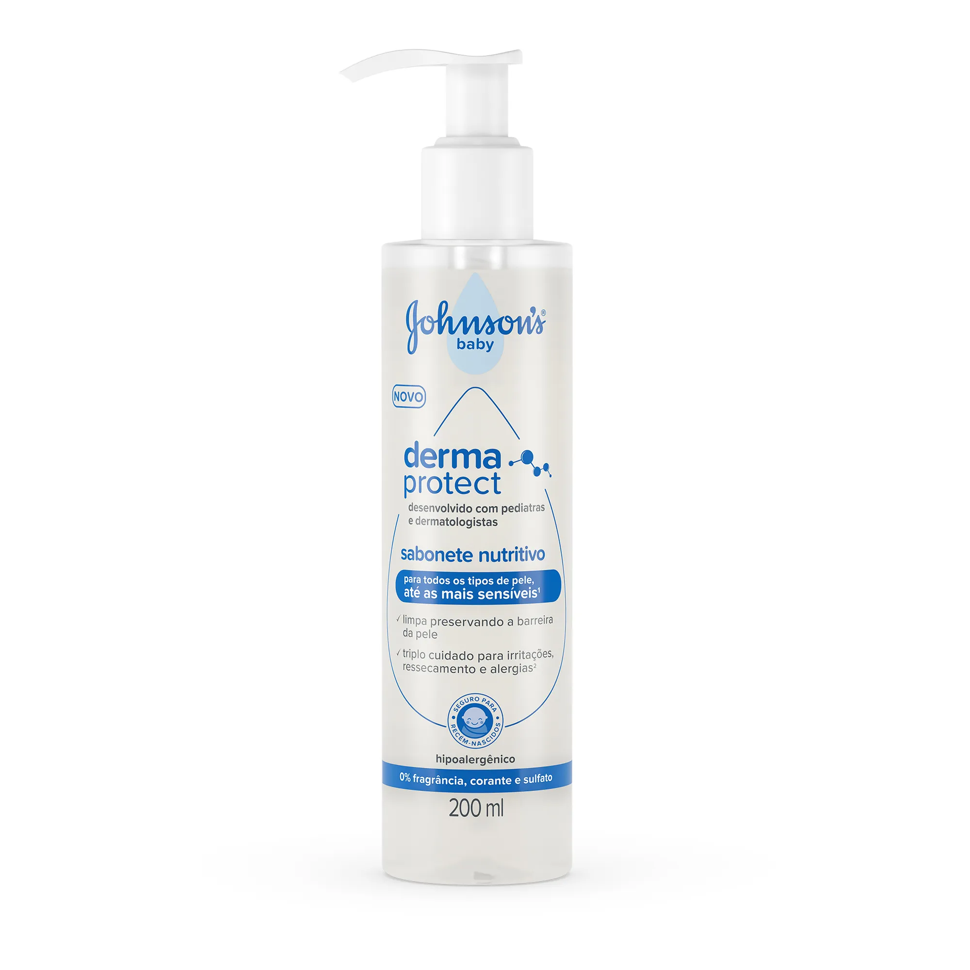 Sabonete Líquido Nutritivo Johnson's Baby Derma Protect Sem Fragrância 200ml