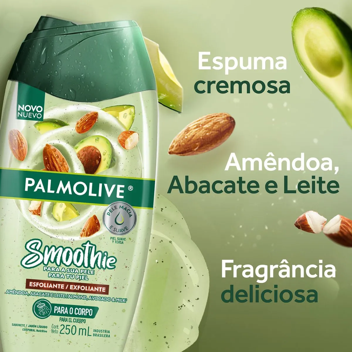 Sabonete Líquido Palmolive Smoothie Esfoliante Amêndoa, Abacate E Leite 250ml — foto 9