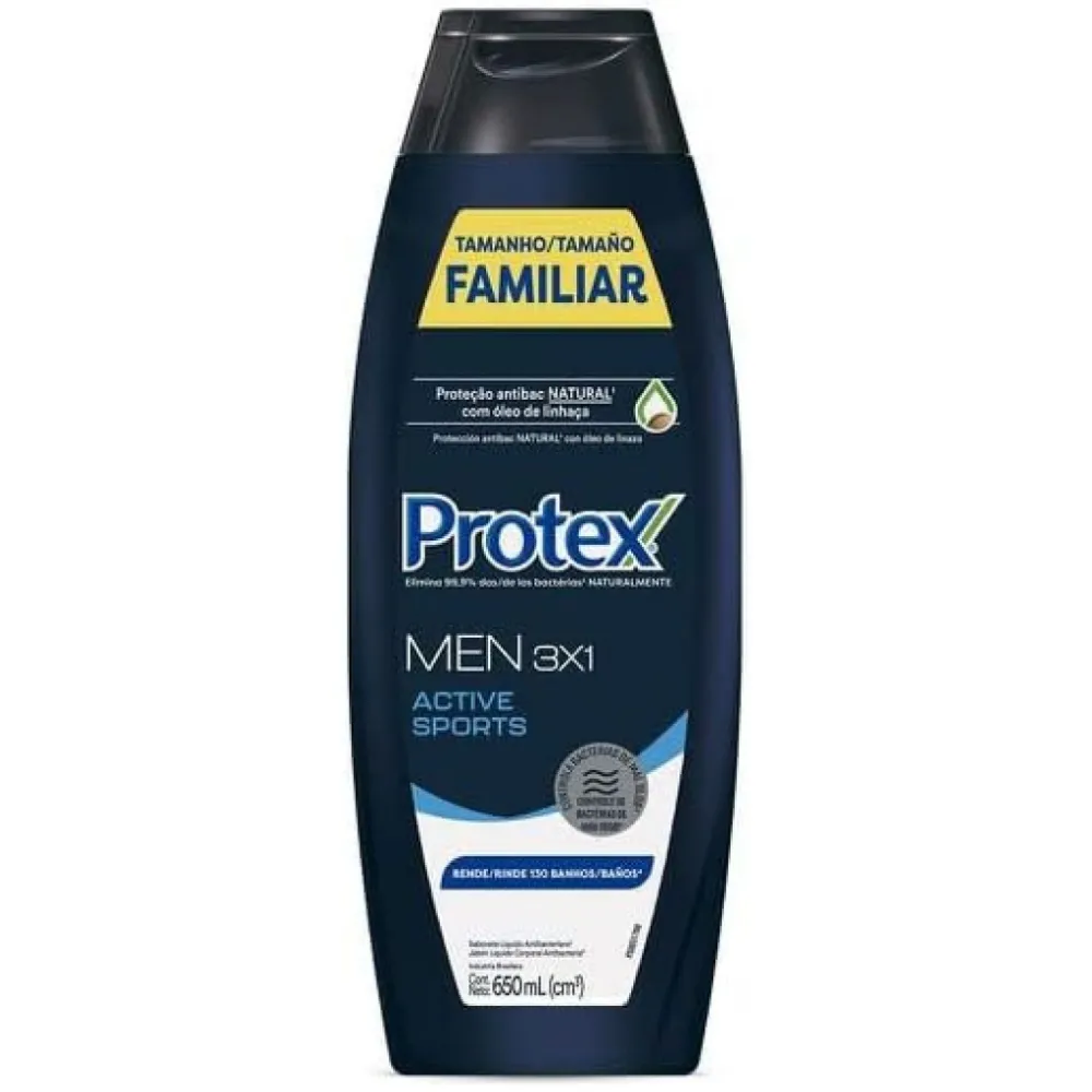 Sabonete Líquido Protex Men 3 em 1 Active Sport Antibacteriano 650ml