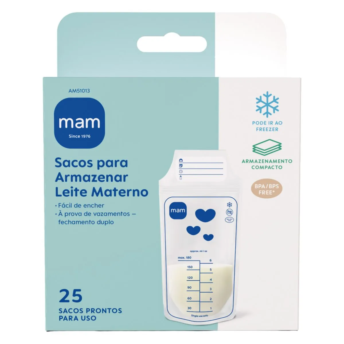 Saco Para Armazenamento De Leite Materno Mam 25 Unidades 180ml