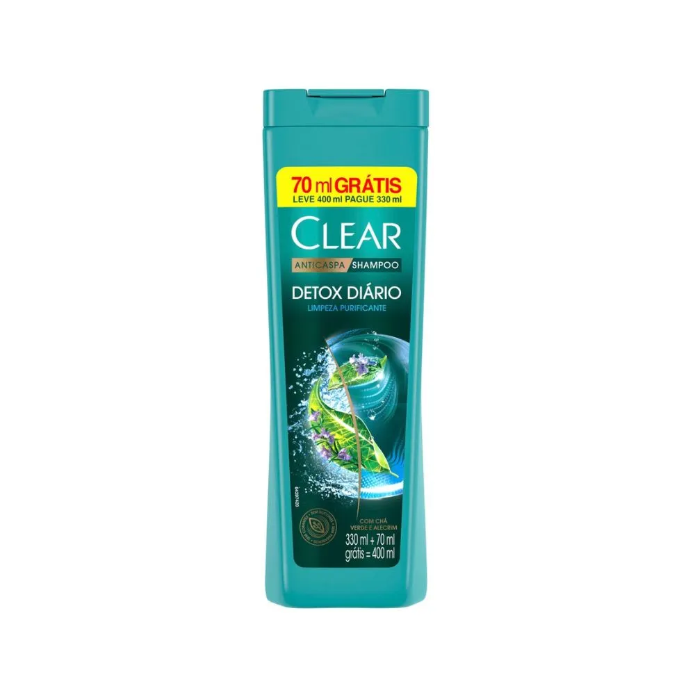 Shampoo Anticaspa Clear Detox Diário Limpeza Profunda 400ml
