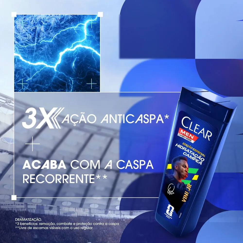 Shampoo Anticaspa Clear Men by Vini Jr Hidratação Campeã 400ml — foto 5